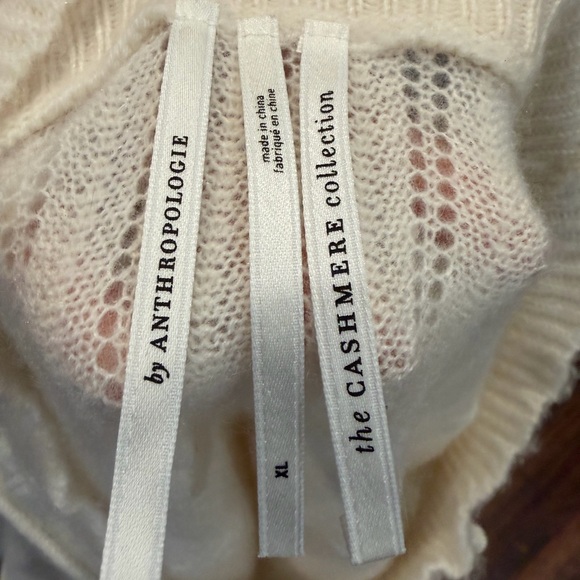 Anthropologie Cashmere Collection Victoria Ruffle Pullover Sweater Ivory Sz Xl - Picture 8 of 9